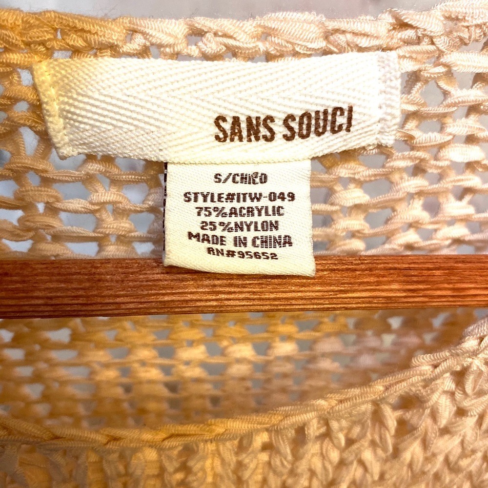 Sans Souci Peach Open Knit High Low Crew Neck Sweater ITW-049 Womens Small - Picture 2 of 5